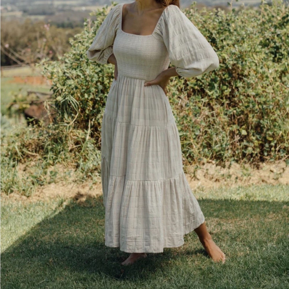 Neuflora Vermont Dress - Beige Gingham